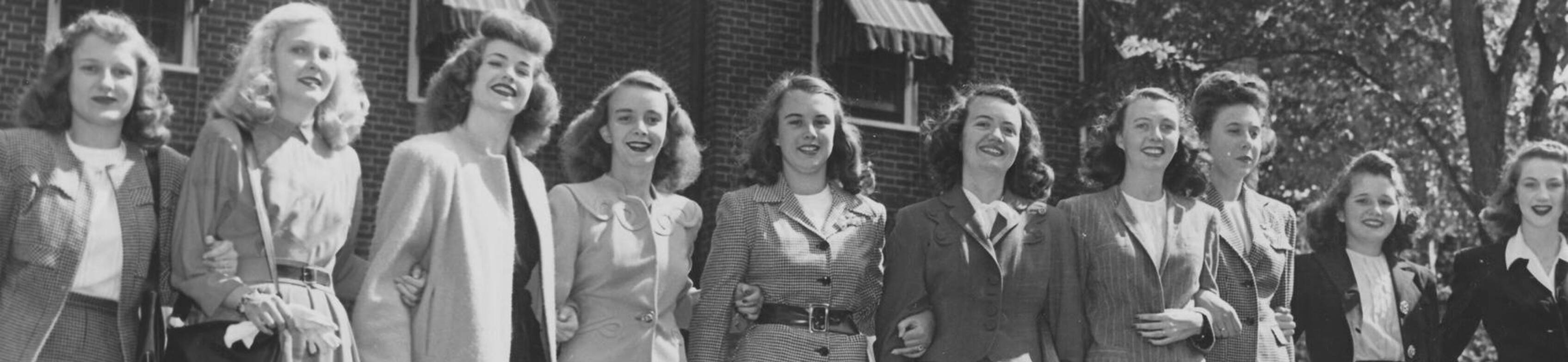 Ursuline college old photo of students in the 1940s